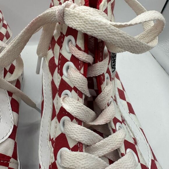 Vans Women’s Red and White Checkered High-Top Sneakers Size 8 - Picture 8 of 8